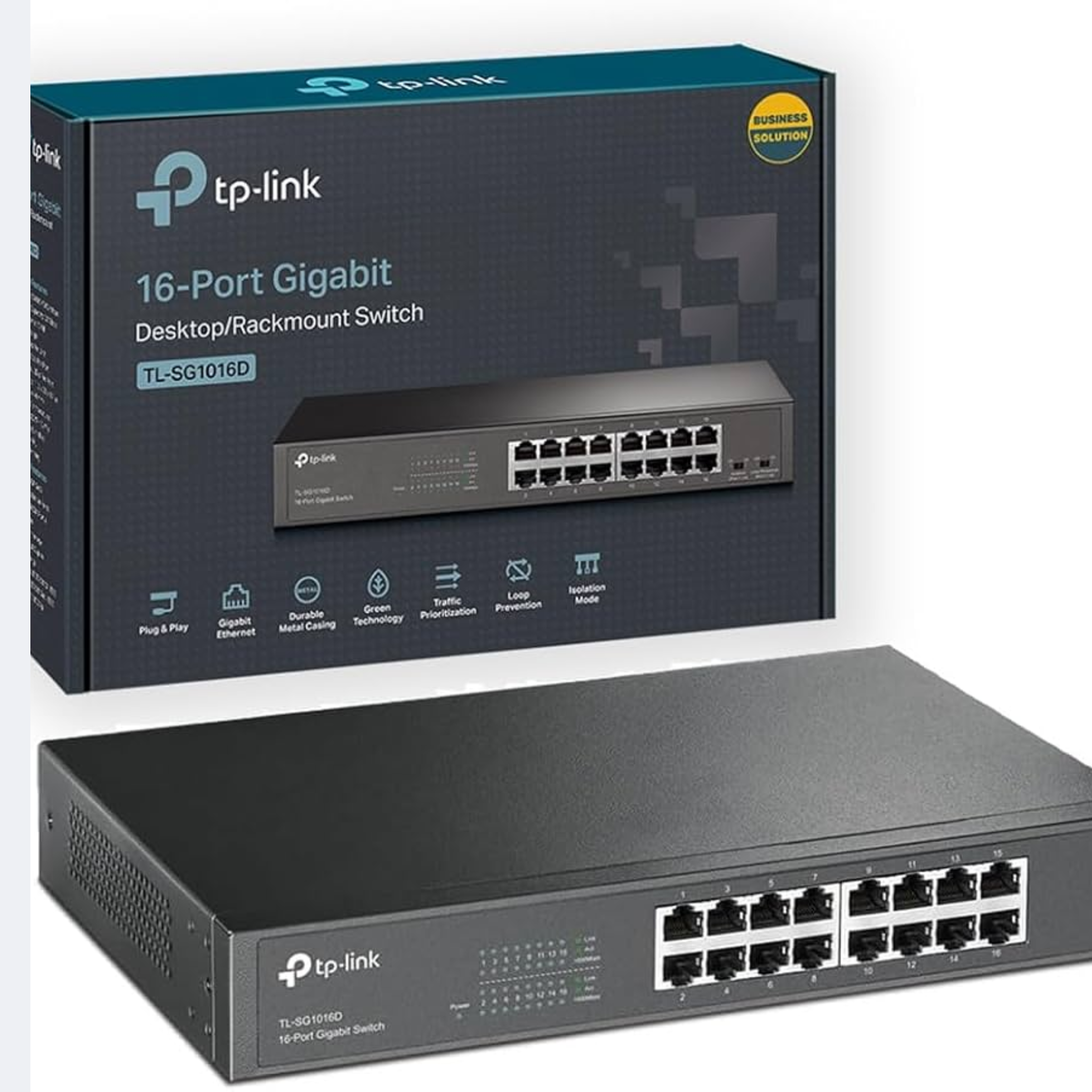 TP-LINK SWITCH TL-SG1016D 16 PUERTOS 10/100/1000Mbps METAL