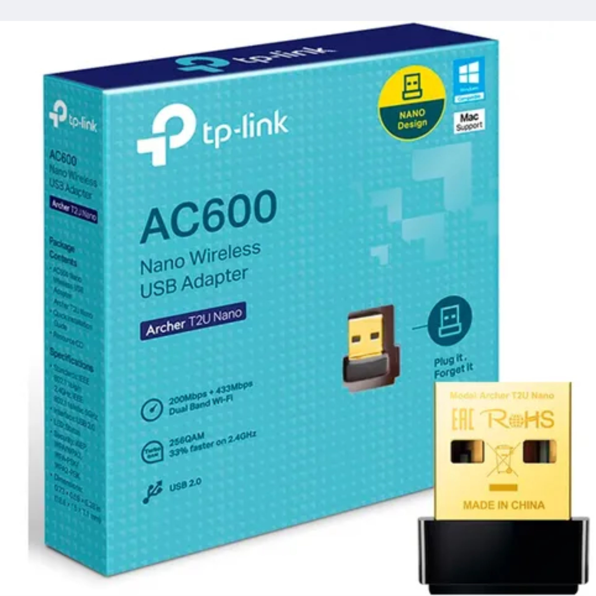 TP-LINK ADAPTER WIRELESS USB MINI ARCHER T2U AC600 433Mbps