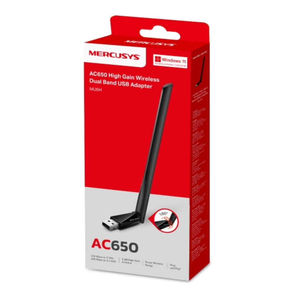 MERCUSYS ADAPTER WIRELESS USB MU6H AC650 433Mbps ANTENA