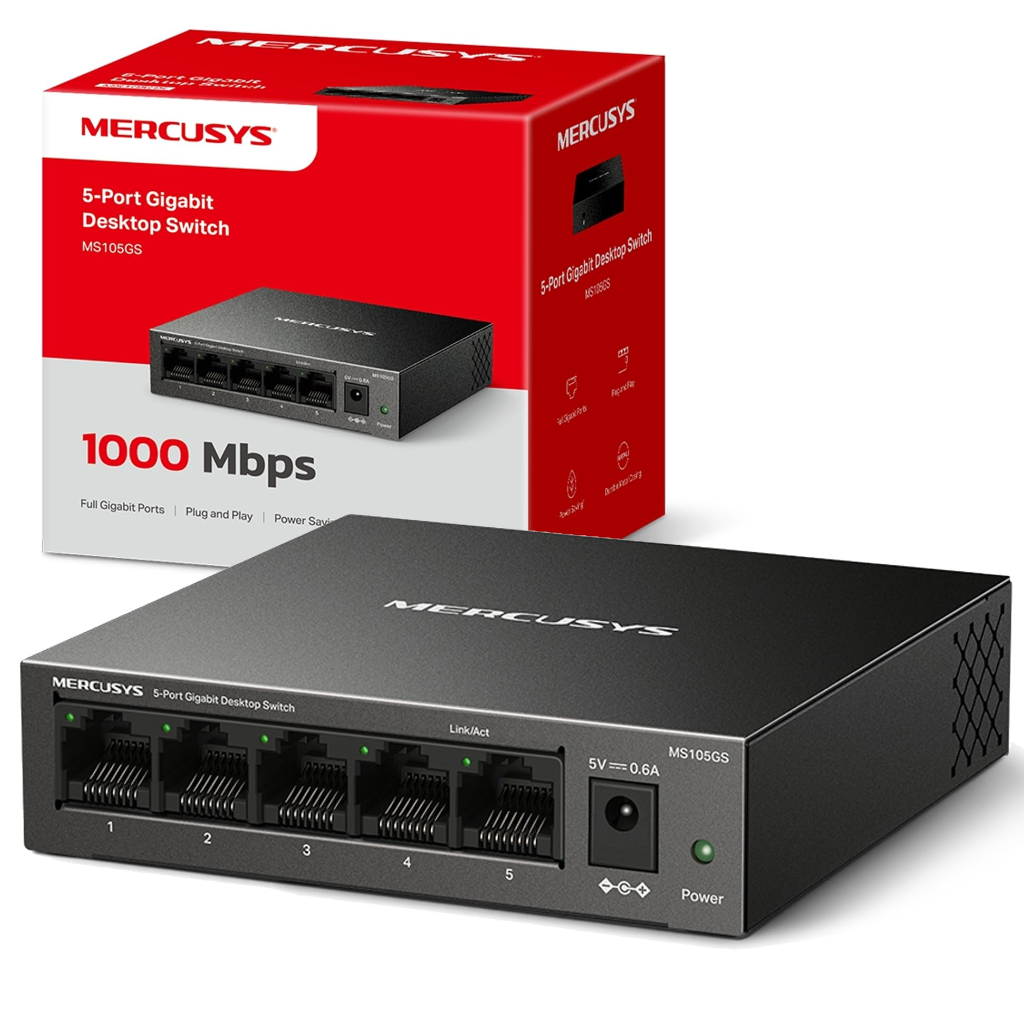 MERCUSYS SWITCH MS105G 5 PUERTOS 10/100/1000Mbps