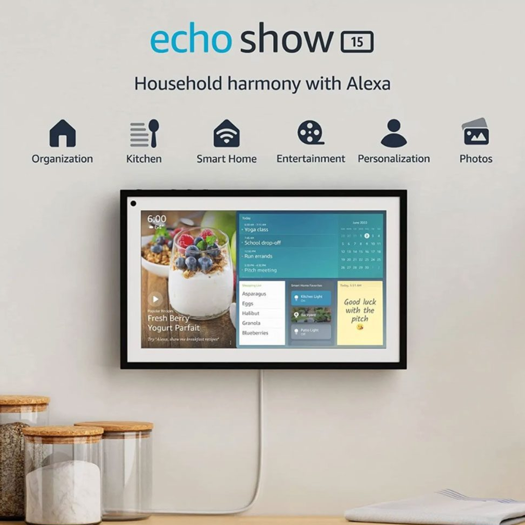 AMAZON ECHO SHOW 15,FULL HD 15.6,BUILT-IN FIRE TV AND ALEXA ORIGINAL