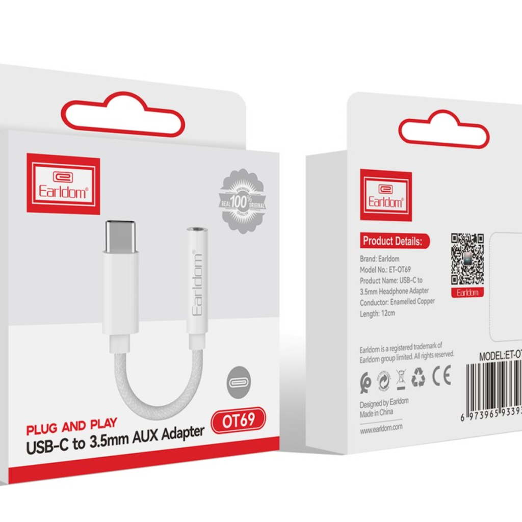 CABLE ADAPTADOR EARLDOM OT69 TIPO C A 3.5MM AUX