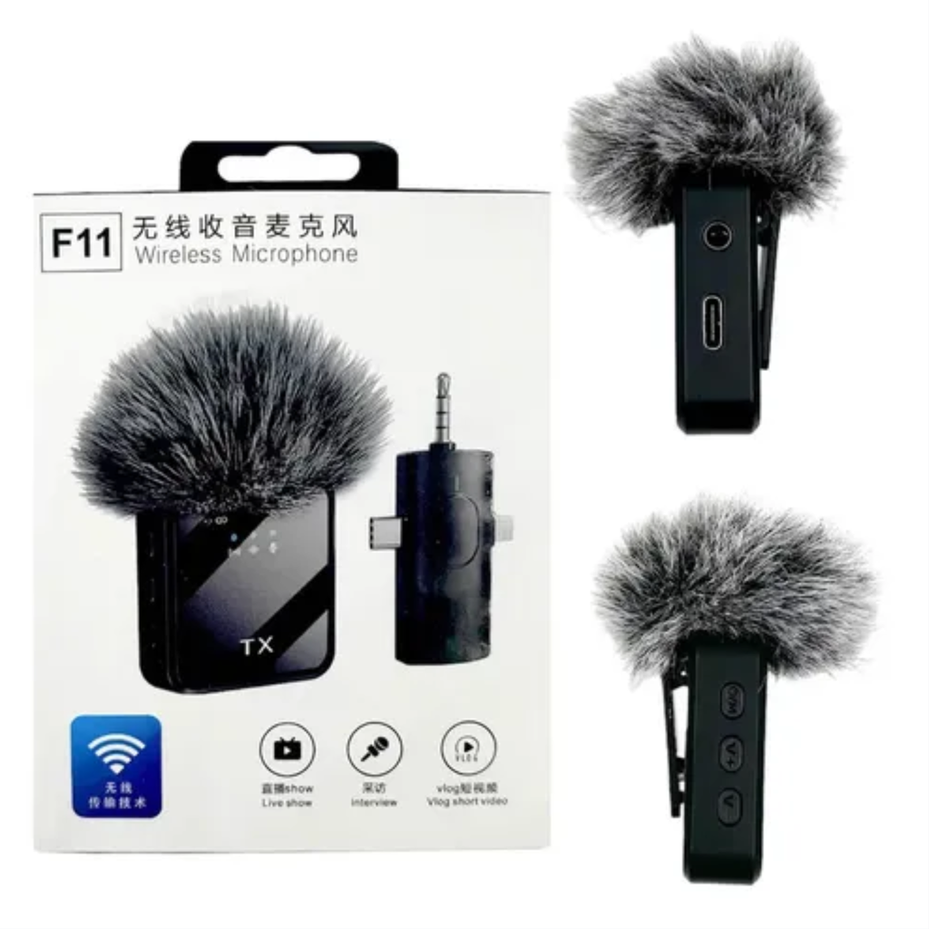 MICROFONO WIRELESS F11-2 DOBLE 3.5mm/TIPO C/IPHONE