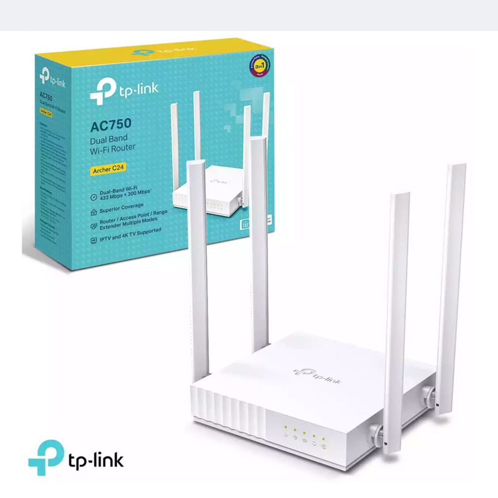 TP-LINK ROUTER ARCHER C24 AC750 433Mbps DUAL BAND 4 ANT
