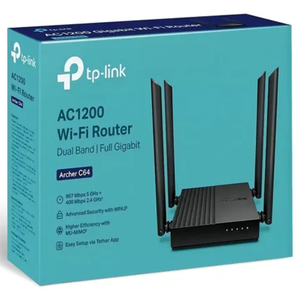 TP-LINK ROUTER ARCHER C64 AC1200 867Mbps DUAL BAND 4 ANT