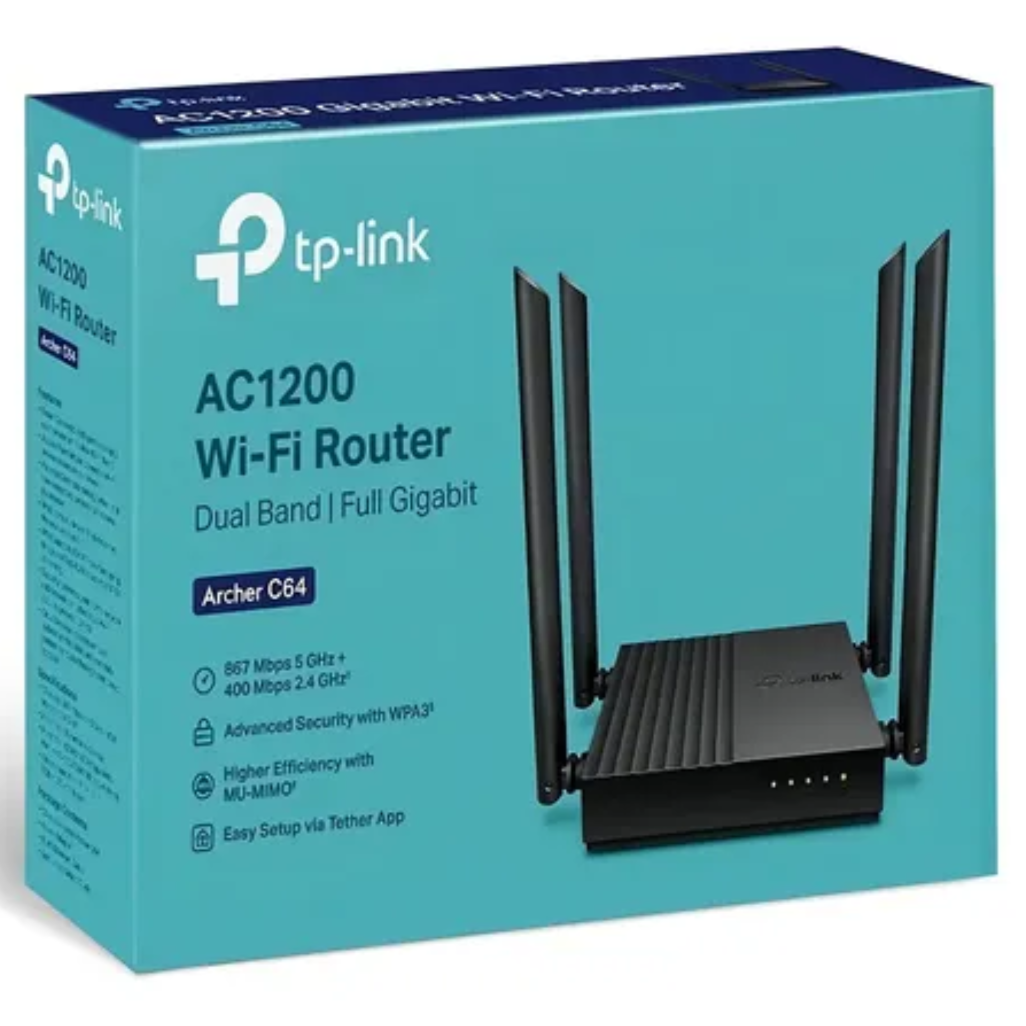 TP-LINK ROUTER ARCHER C64 AC1200 867Mbps DUAL BAND 4 ANT