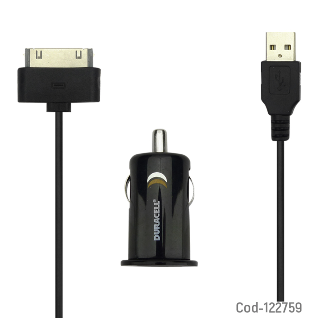 CARGADOR AUTO DURACELL 2.1amp W/ CABLE IPOD