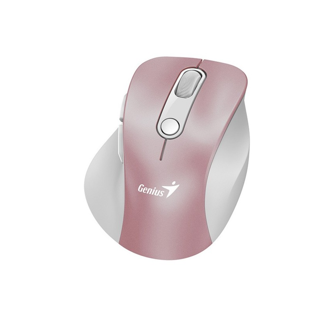 MOUSE GENIUS ERGONOMICO 9000S PRO DUAL BT/WIRELESS RECARGABLE CELESTE Y ROSADO
