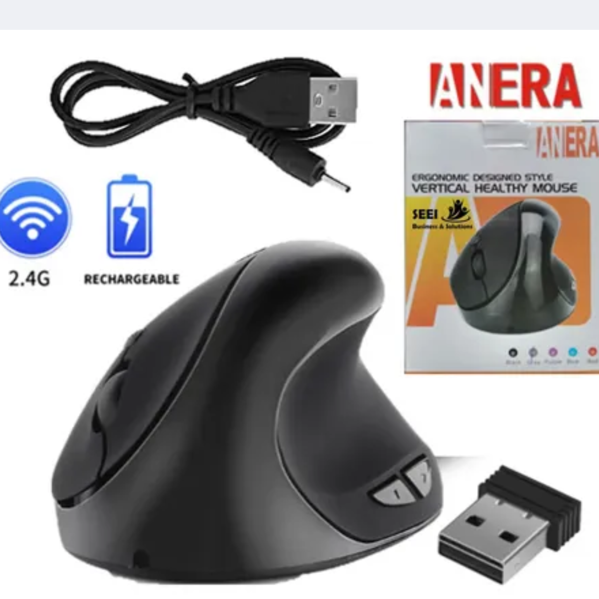 MOUSE ERGONOMICO ANERA MRV02 WIRELES RECARGABLE