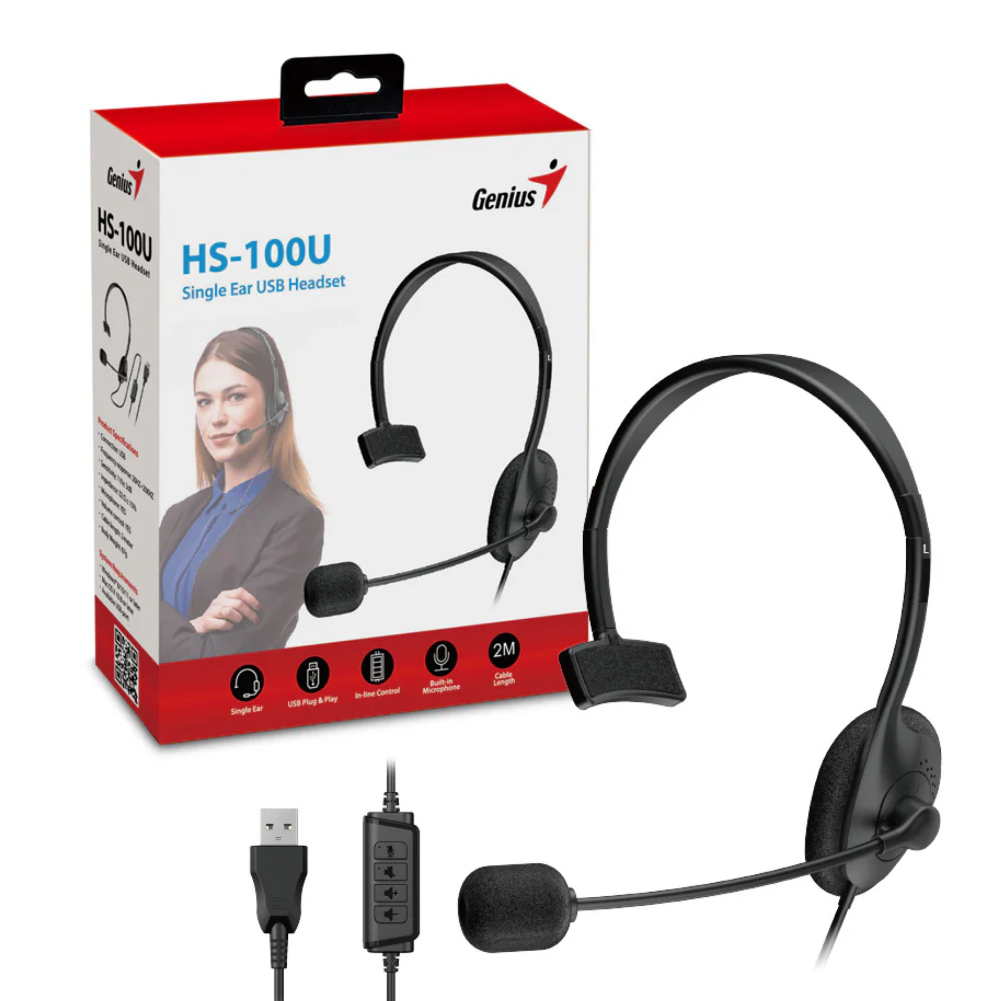 HEADSET GENIUS HS-100U MONO USB