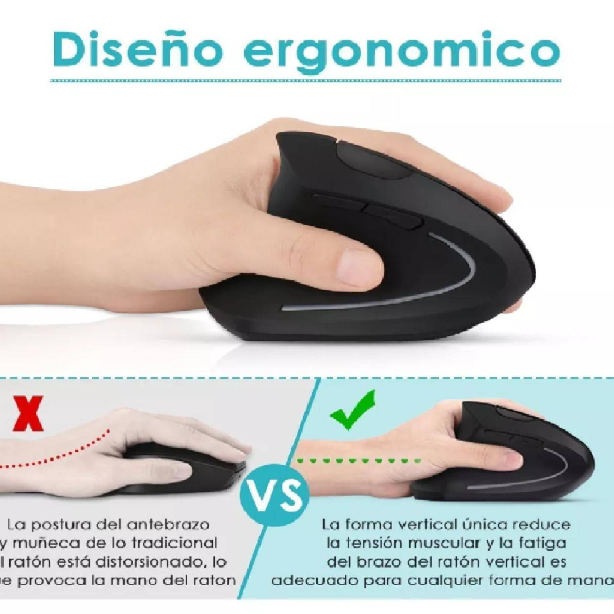 MOUSE ERGONOMICO ANERA MRV13 WIRELESS ZURDO