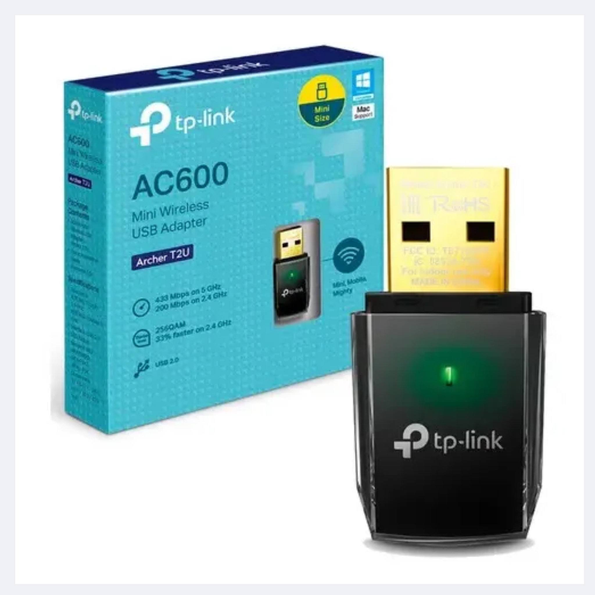 TP-LINK ADAPTER NANO WIRELESS USB ARCHER T2U AC600 433Mbps