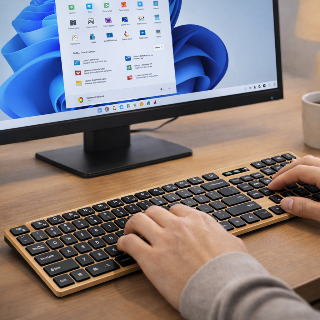 Teclado Genius SlimStar 7250BT Wireless + Bluetooth | Diseño Wood