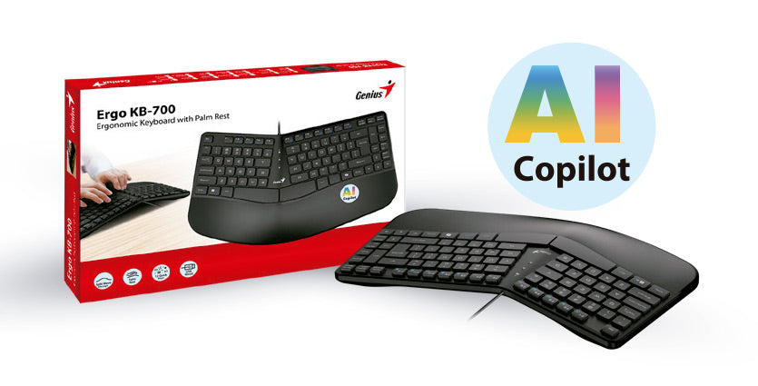 Teclado Genius Ergo KB-700 USB | Diseño Ergonómico y Confort