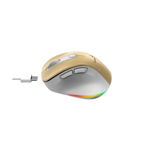 MOUSE ERGONÓMICO GENIUS ERGO 9000S WOOD PRO DUAL BT/WIRELESS RECARGABLE