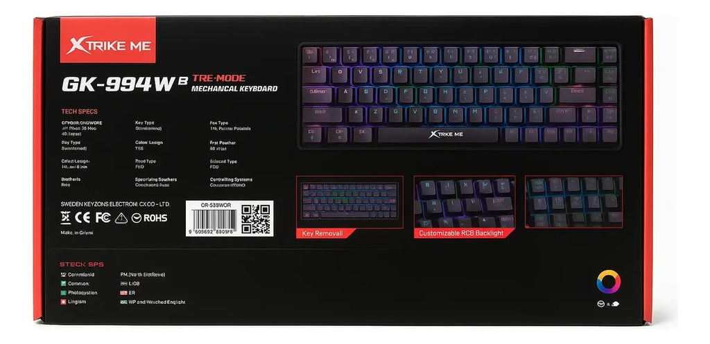 TECLADO MECÁNICO XTRIKE ME GK-994W RGB 60%