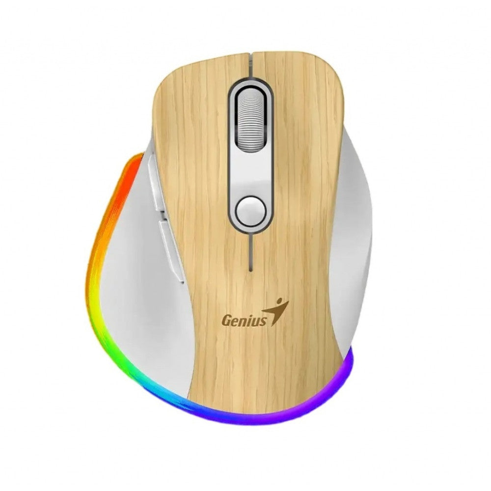 MOUSE ERGONÓMICO GENIUS ERGO 9000S WOOD PRO DUAL BT/WIRELESS RECARGABLE